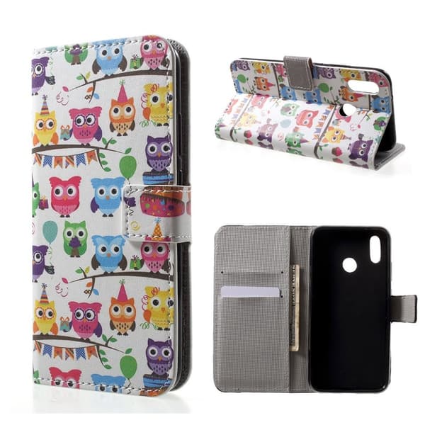 Huawei P20 Lite Printet Mønster PU læder flip etui - mange sød ugler Multicolor