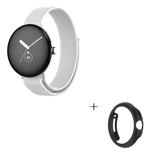 Elastisk klokkerem i nylon med svart deksel til Google Pixel Watch - Hvit White