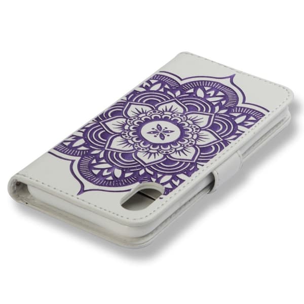 iPhone Xr flip cover i læder med tryk og drømmefanger - Hvid / Lilla Multicolor