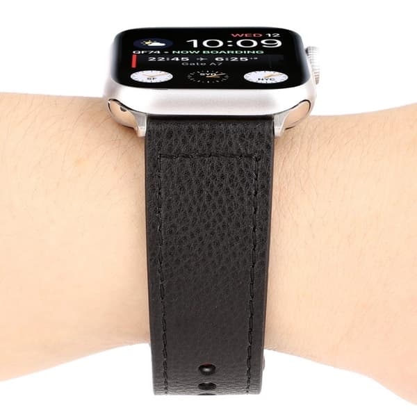 Apple Watch Series 4 40mm ægte læder nitte Spænde Urrem - Sort Black