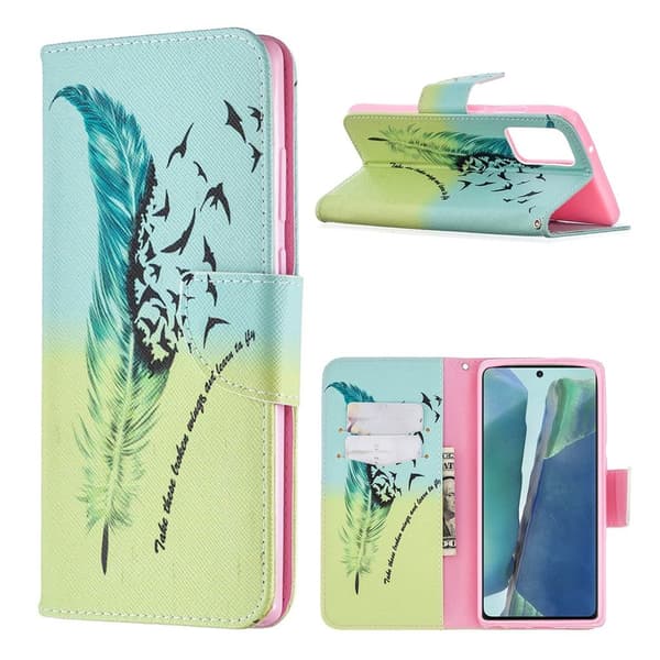 Wonderland Samsung Galaxy Note 20 Flip Etui - Fjer Blue