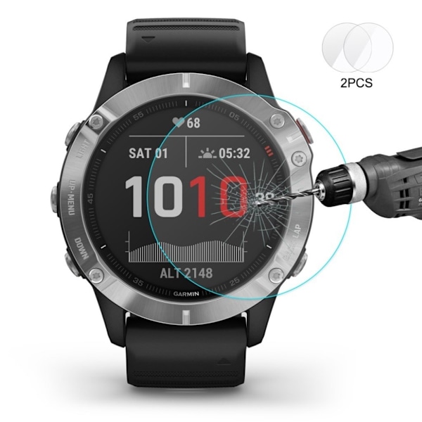 2Pcs HAT Prins Garmin Fenix 6X / 6X Pro hærdet glas skærmbeskyttelse Transparent
