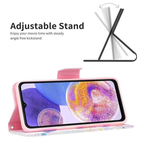 Wonderland Samsung Galaxy M53 5G flip kuoret - Perhonen Ja Kukkia Pink