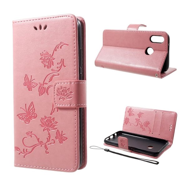 Butterfly läder Huawei P20 Lite fodral - Rosa Rosa