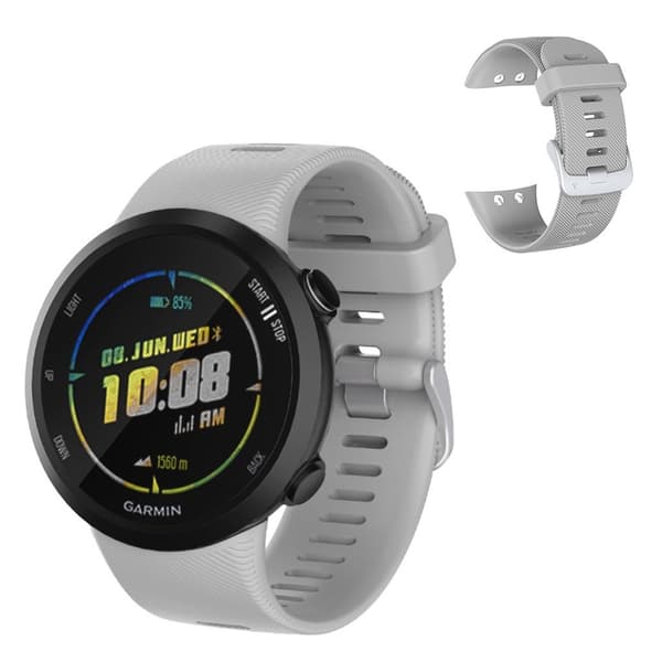 Garmin Forerunner 45 silicone watch band - Grey Silvergrå