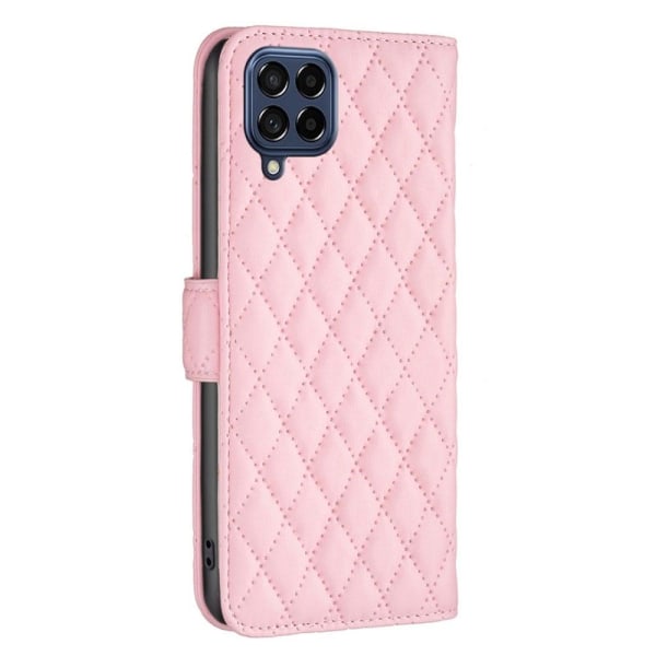 Rombuskuvioinen matta läppäkotelo Samsung Galaxy M53 5G - Pinkki Pink