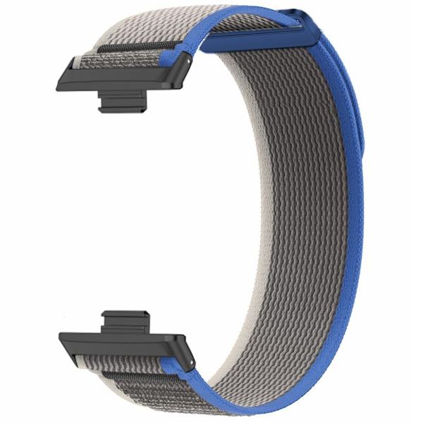 Huawei Watch Fit 3 Nylon Watch Band Adjustable Loop Fastener Strap - Blue+Grey Silver grey