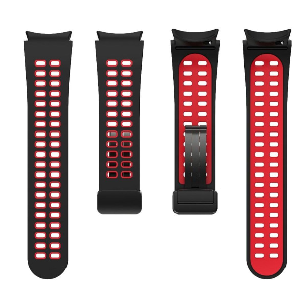 Samsung Galaxy Watch 5 (44mm) / (40mm) / 4 (44mm) / (40mm) dubbelfärgat klockarmband i silikon - Svart / Röd Röd
