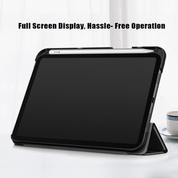 iPad Mini 6 (2021) tri-fold pattern PU leather flip case - Angry Black