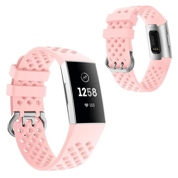 Fitbit Charge 4 / 3 neliöreikäinen silikoninen kellonauha - Pinkki Pink