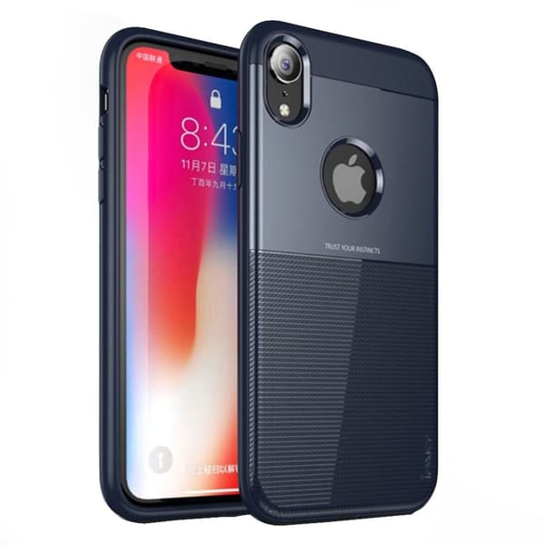 IPAKY iPhone Xr hybrid etui med gittermønster - Blå Blue