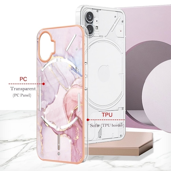 Marmormotiv Nothing Phone (1) skal - Marmor I Roséguld Rosa