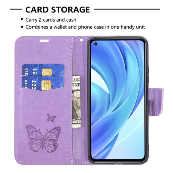 Butterfly Xiaomi 11 Lite 5g Ne / Mi 11 Lite 5g / 11 Lite Läppäkotelo - Violetti Purple