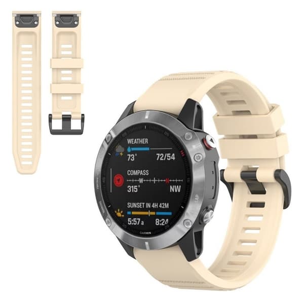 Garmin Fenix 6 stilfuld silikone urrem - Beige Beige