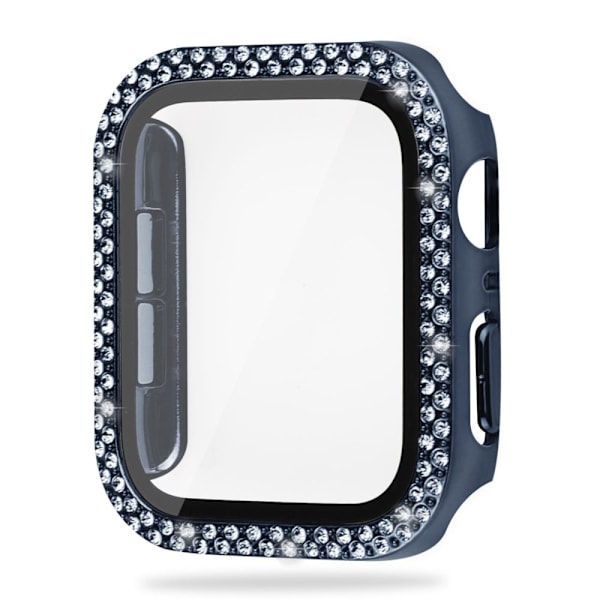 Apple Watch SE 2022 (44mm) rhinestone décor cover with tempered glass - Blue Blå