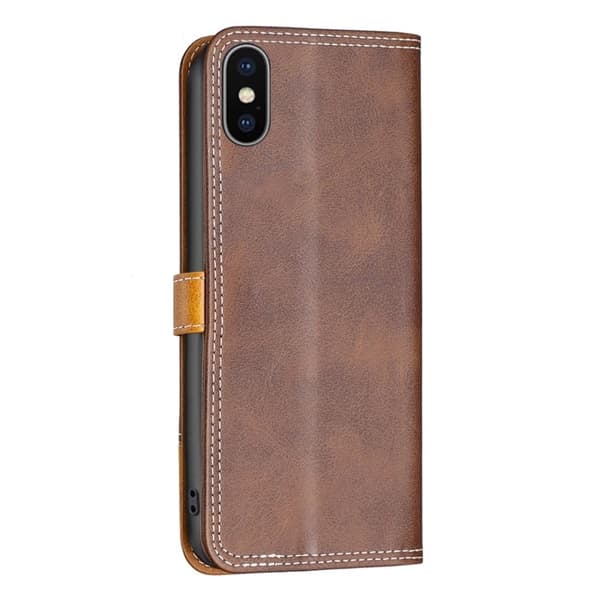 BINFEN tvåfärgat läder iPhone Xs fodral - Brun Brun