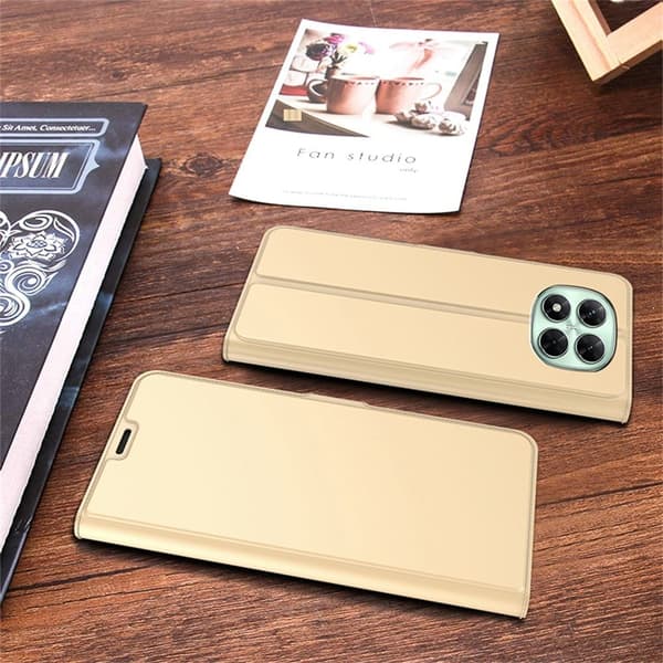 Glat og tyndt premium Xiaomi Redmi Note 14 Pro Plus 5G læderetui - Guld Gold