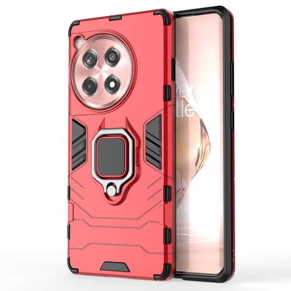 Hybrid OnePlus Ace 3 / OnePlus 12R cover med støttefod og bilmontering - Rød Red