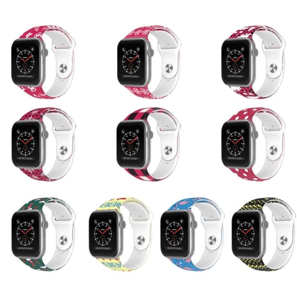 Apple Watch (45 mm) julemønster silikonklokkerem - Pledd / Størrelse: L Red