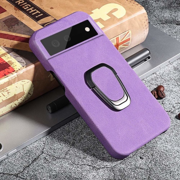 Stødsikkert lædercover med oval støttefod til Google Pixel 6 Pro - Lilla Purple