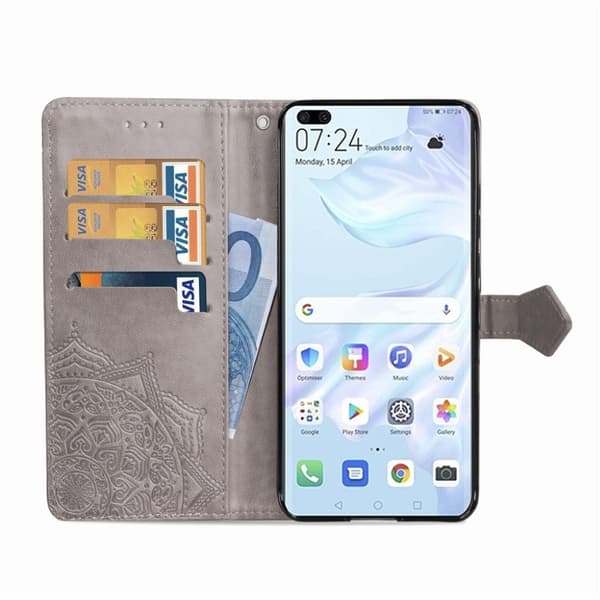 Mandala Huawei P40 Veske - Grå Silver grey