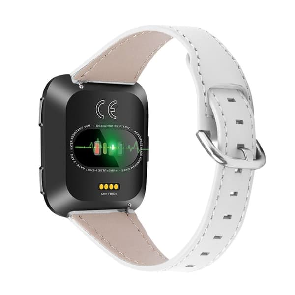 Fitbit Versa 2 / Lite klockarmband i äkta läder från koskinn - Vit Vit