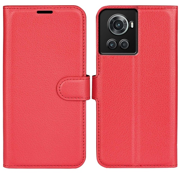 Klassisk OnePlus 10R / OnePlus Ace flip etui - Rød Red