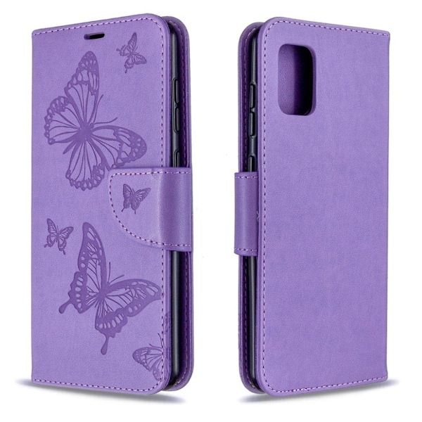 Butterfly läder Samsung Galaxy A31 fodral - Lila Lila