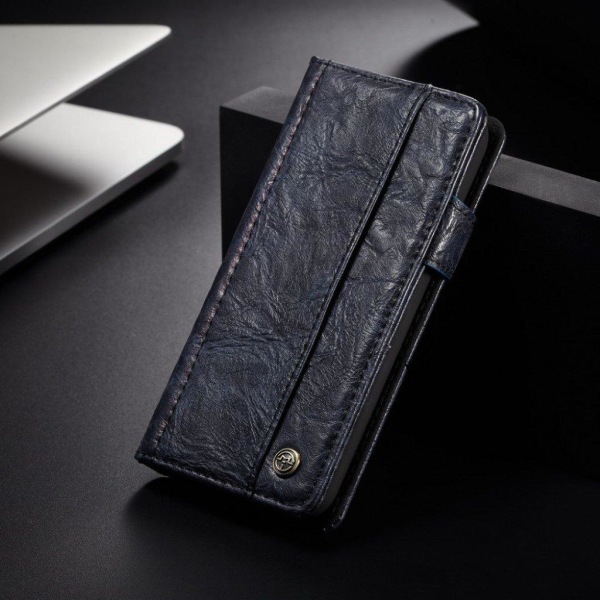 CASEME iPhone XS vintage style leather flip case - Blue Blå