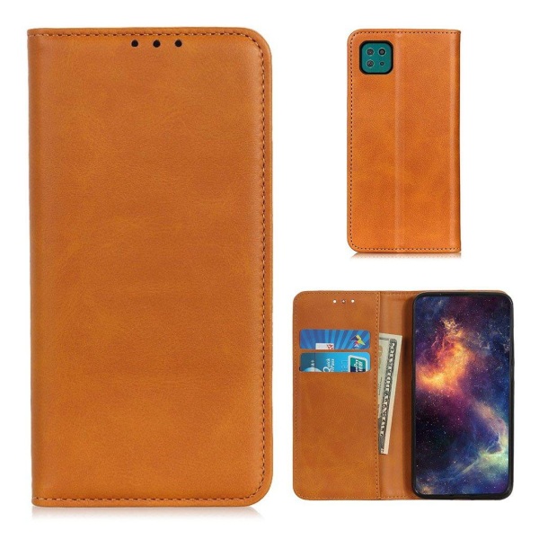 Wallet-style ægte Læder Flipcase til Samsung Galaxy A22 5G - Brun Brown