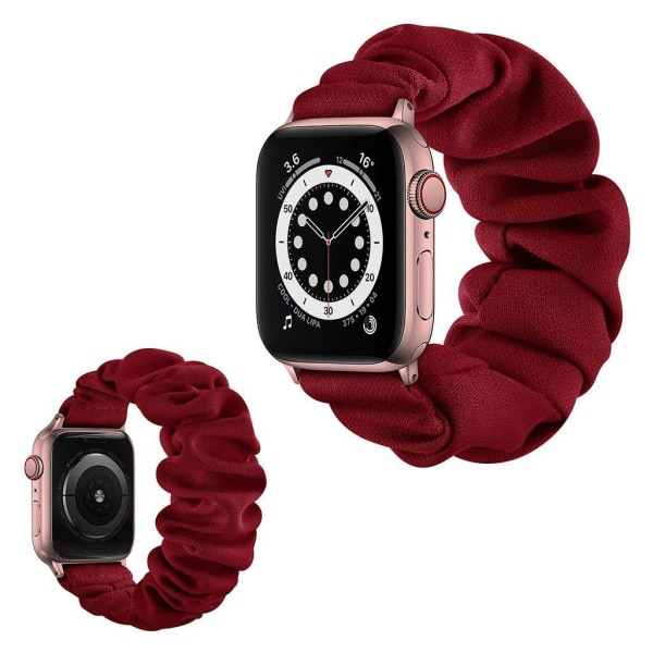 Apple Watch Series 6 / 5 40mm elastic hair band style watch strap - Rose Gold Connector / Wine Red / Size: L Röd