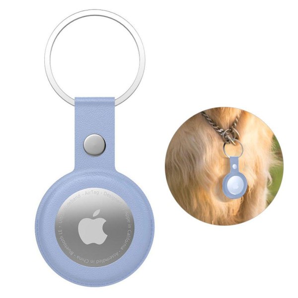 AirTags leather cover with key ring - Baby Blue Blå