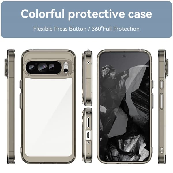 Google Pixel 9 Pro XL älykäs akryylikansi - Läpinäkyvä Harmaa Silver grey