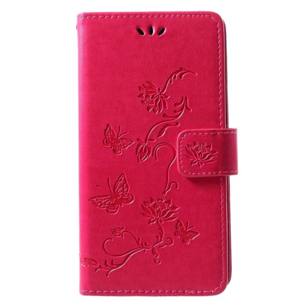Huawei P30 Lite painettu Perhonen Kukka nahkainen flip suojakote Red