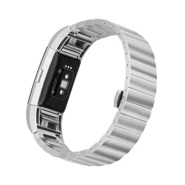 Fitbit Charge 2 urlänk metall material fjärilslås - Silver Silvergrå