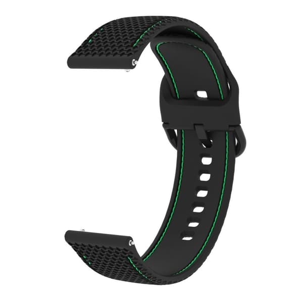 20mm Universal line design silikoni ranneke - Musta / Vihreä Black