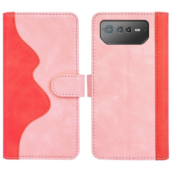 Tvåfärgat Asus ROG Phone 6 fodral i läder - Rosa Rosa