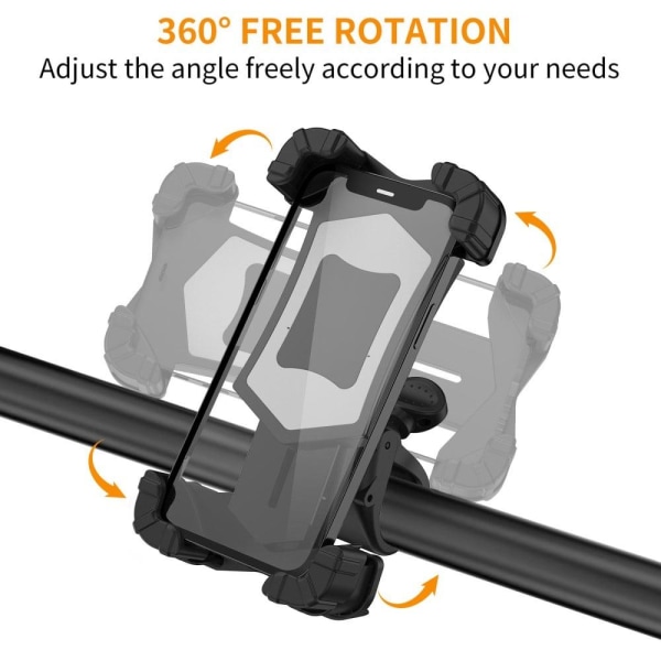 Universal 360 degree rotatable bicycle handlebar phone bracket Svart