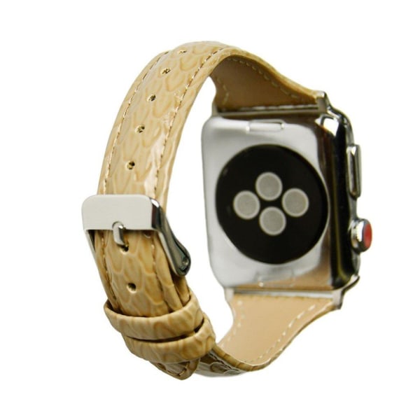 Apple Watch 40 mm klockarmband i läder med ormliknande skala - Khaki Brun