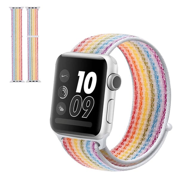 Apple Watch Series 5 44mm vattentät nylon klockarmband - Color Stripe multifärg
