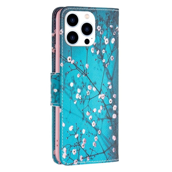 Wonderland iPhone 14 Pro flip-etui - Plommeblomst Blue
