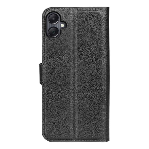 Äkta läder Samsung Galaxy A06 fodral med korthållare Svart