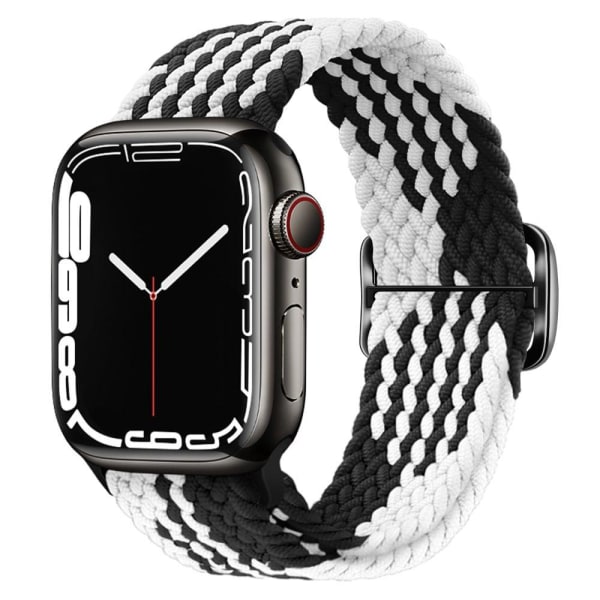 Apple Watch Series 8 (45mm) / Watch Ultra joustava, kudottu kellohihna - Z-Muotoinen Musta / Valkoinen Black