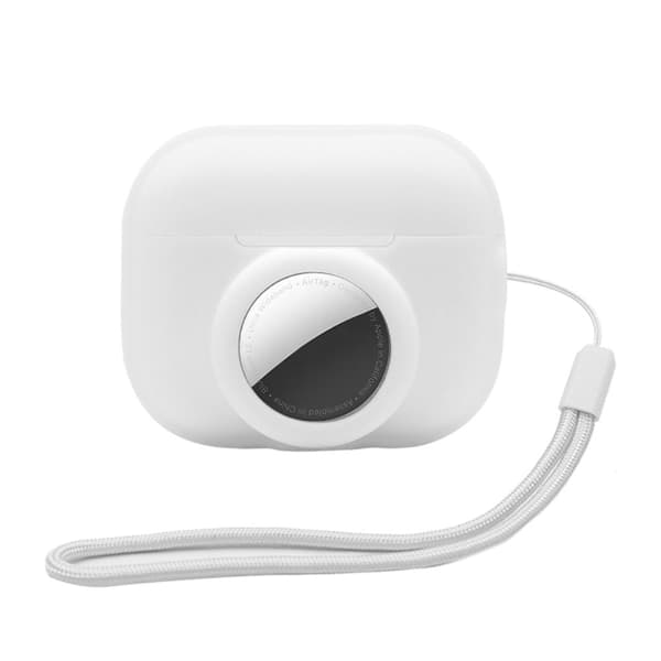 AirPods Pro 2 / AirTags silikonfodral med rem - Vit Vit