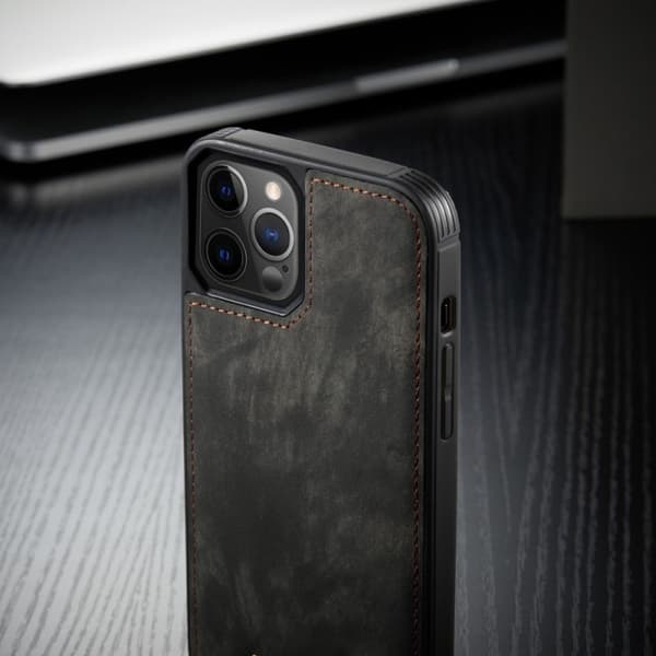 CaseMe iPhone 12 Pro Max vetoketjullinen lompakkokotelo - Musta Black