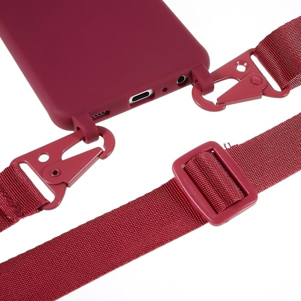 Tyndt TPU-etui med mat finish og justerbar strop til Samsung Galaxy M32 5G / A32 5G - Rød Red