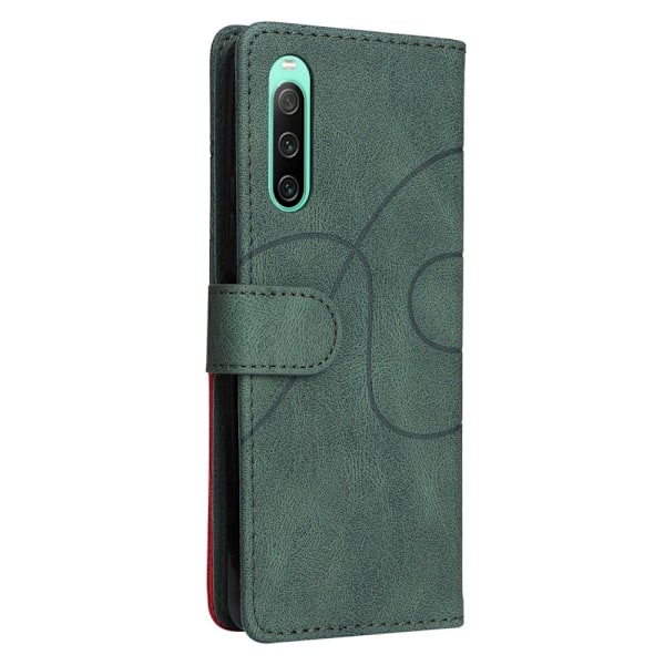 BINFEN tvåfärgat läder Sony Xperia 10 IV fodral - Grön Grön