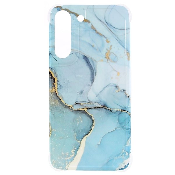 Marble Samsung Galaxy S22 Plus Etui - Veiny Sky Blå Marmor Blue