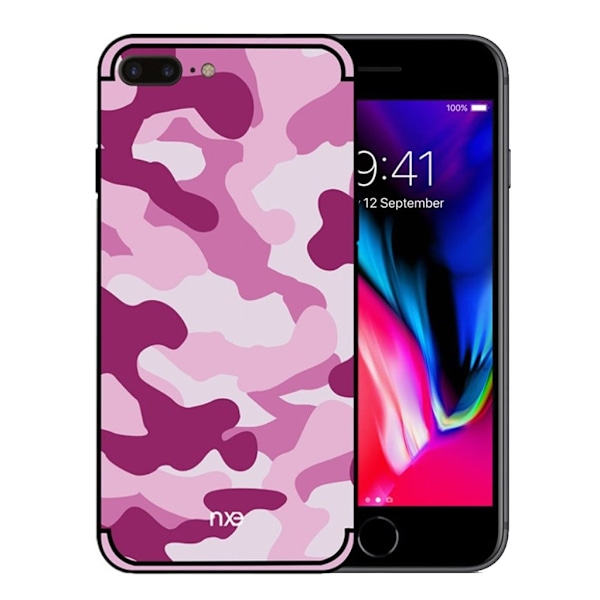 NXE iPhone 7 Plus,8 Plus Skal med ett unikt camouflage motiv - Rosa Rosa