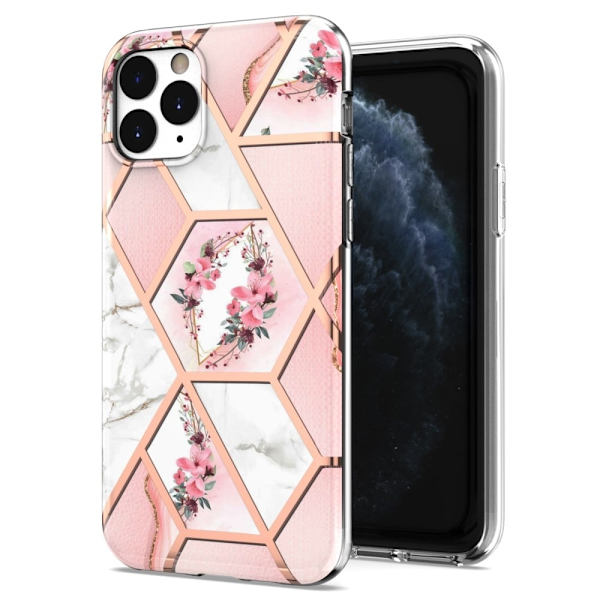 Marble iPhone 11 Pro Etui - Rosa Blomster Multicolor